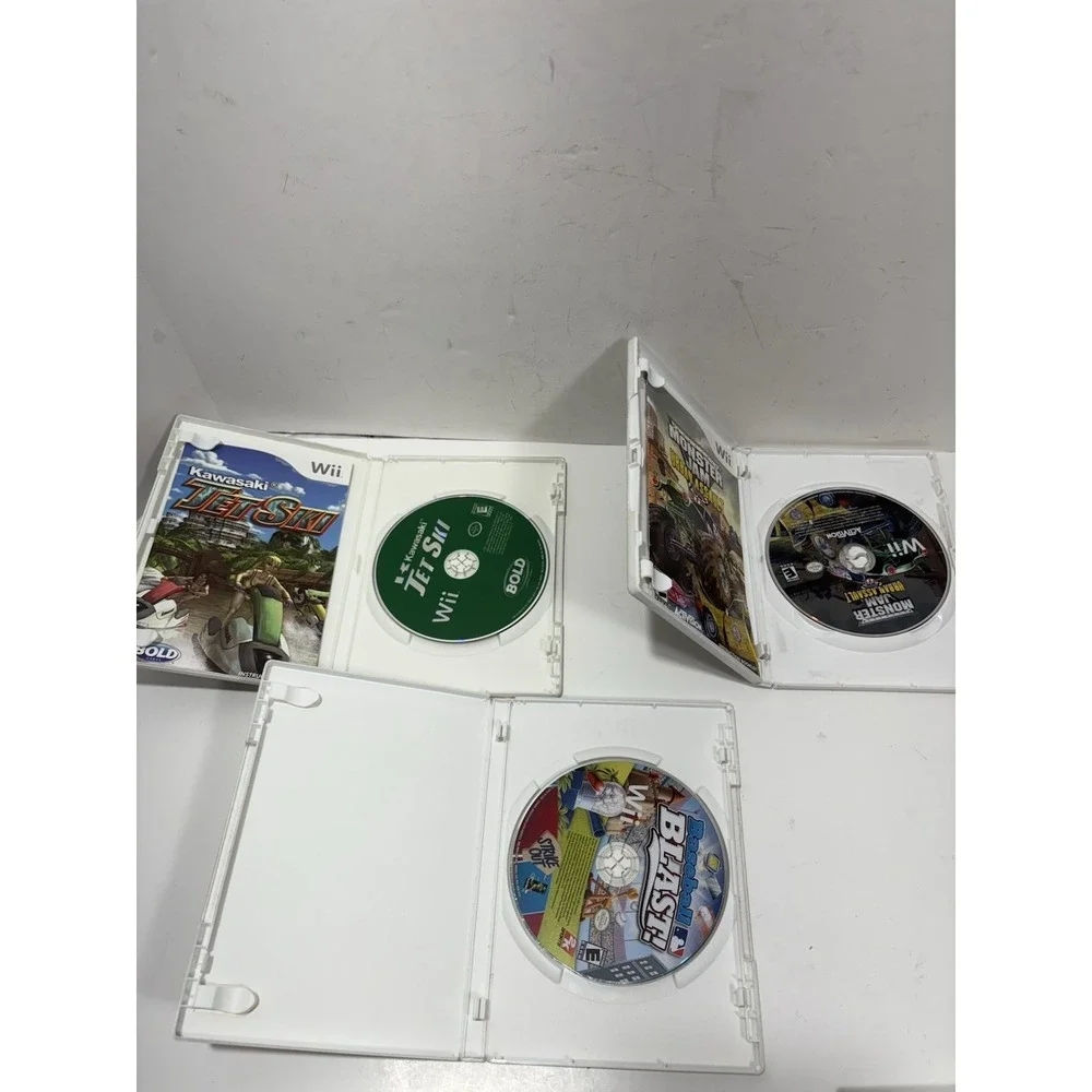 Lot Of 3 Nintendo Wii Games Monster Jam Urban Baseball Blast Kawasaki Jet Ski‎